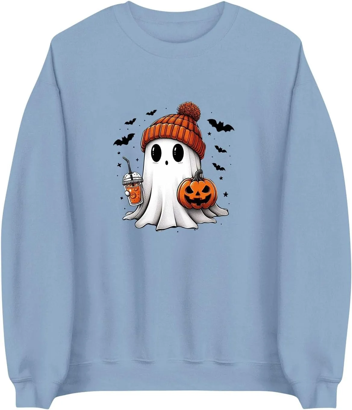 Halloween Sweatshirt for Women Cute Ghost Graphic Pullover Tops Funny Novelty Pumpkin Print Crewneck Sweatshirts