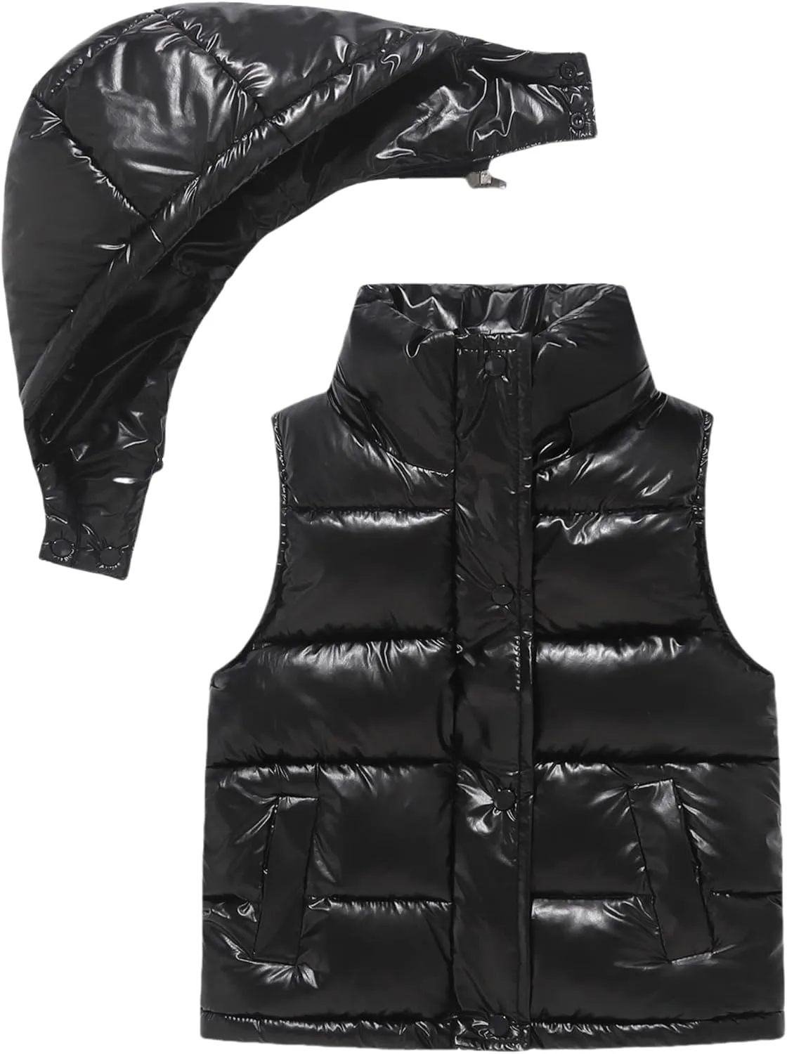 Happy Cherry Boys Girls Puffer Vest Winter Hooded Down Coats Sleeveless Zipper Padded Jackets Windproof Warm Thick Waistcoat
