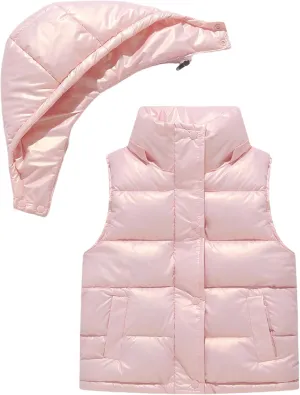 Happy Cherry Boys Girls Puffer Vest Winter Hooded Down Coats Sleeveless Zipper Padded Jackets Windproof Warm Thick Waistcoat
