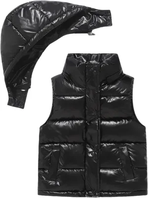 Happy Cherry Boys Girls Puffer Vest Winter Hooded Down Coats Sleeveless Zipper Padded Jackets Windproof Warm Thick Waistcoat