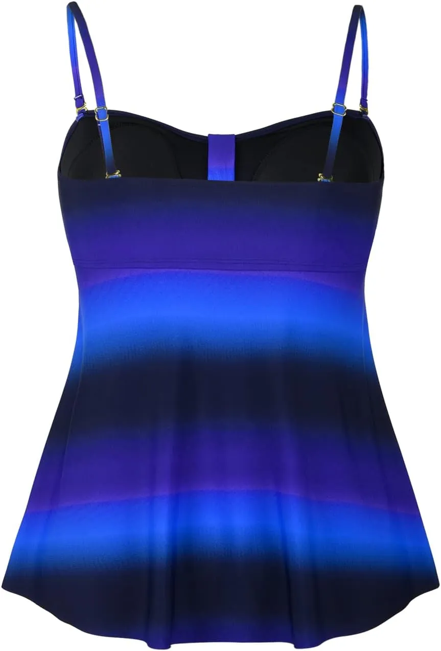 Hilor Women's Flyaway Tankini Top Bandeau Swimsuit Flowy Bathing Suit Tummy Conceal Swimwear