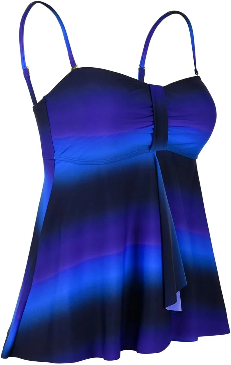 Hilor Women's Flyaway Tankini Top Bandeau Swimsuit Flowy Bathing Suit Tummy Conceal Swimwear
