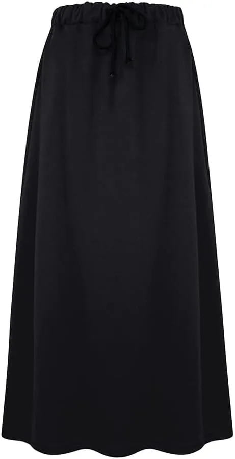 IDEALSANXUN Fleece Lined Long Skirts for Womens Elastic Waist Aline Warm Winter Skirts with Pockets