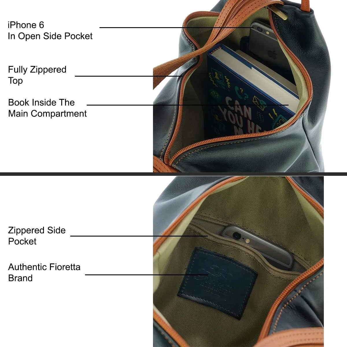 Italian Genuine Leather Top Handle Backpack Purse Shoulder Bag Handbag Rucksack For Women