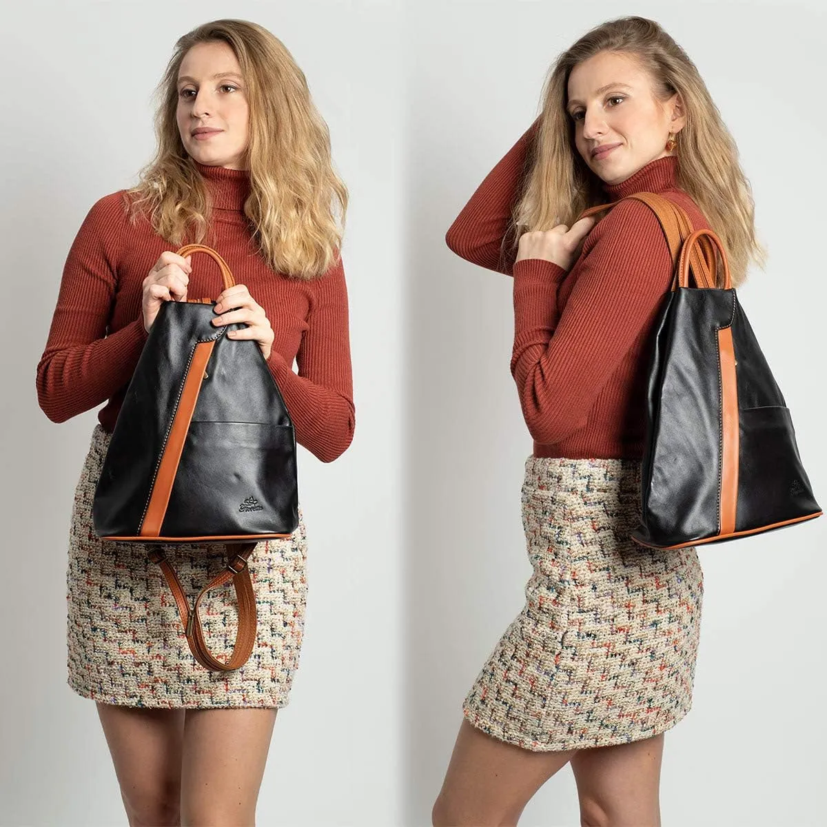 Italian Genuine Leather Top Handle Backpack Purse Shoulder Bag Handbag Rucksack For Women