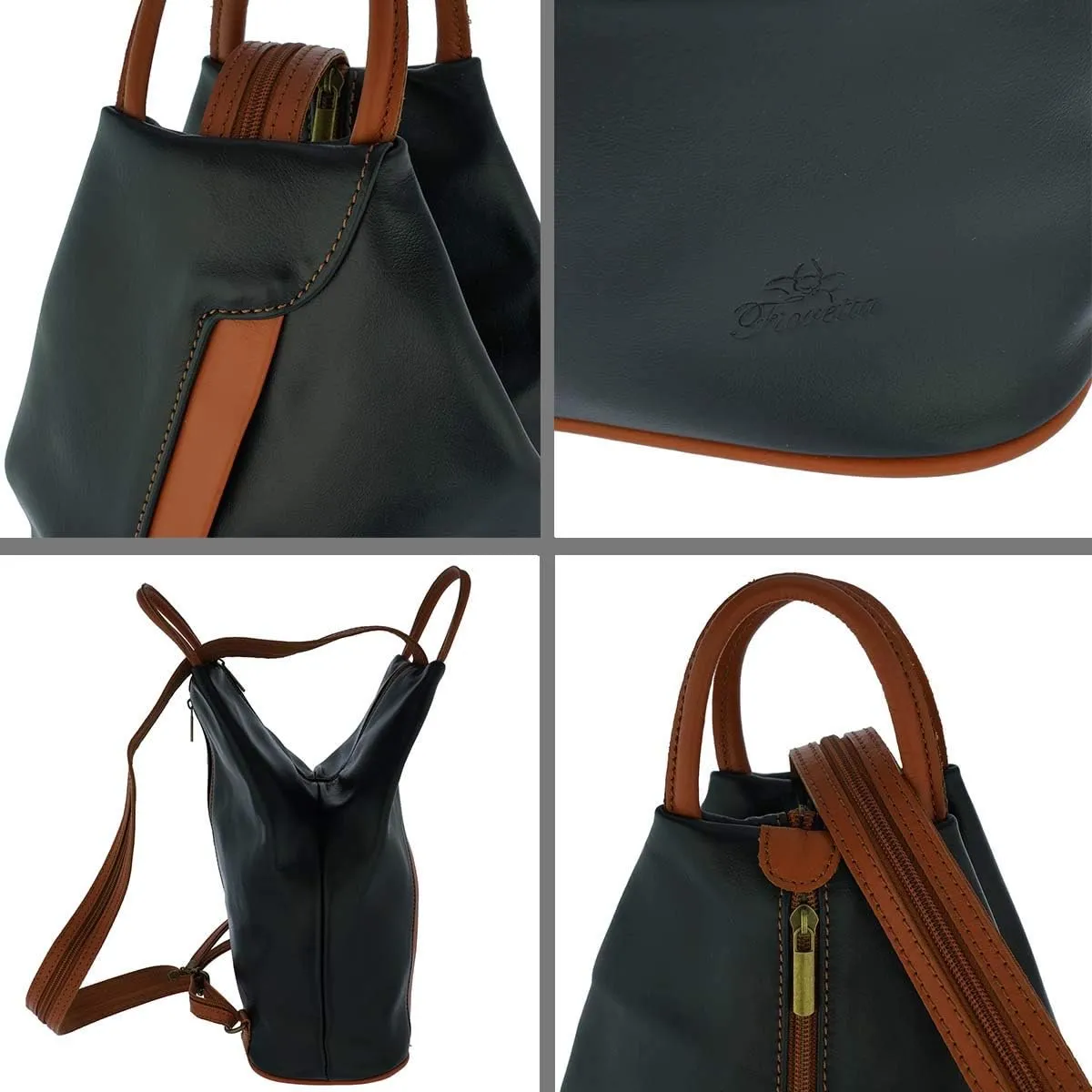Italian Genuine Leather Top Handle Backpack Purse Shoulder Bag Handbag Rucksack For Women