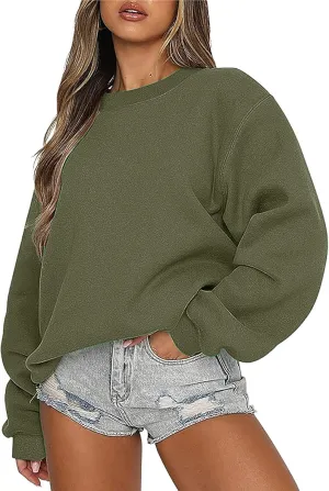 jovati Women Black Sweatshirts Oversized Crew Neck Pullover Casual Hoodies 2024 Fall Outfits Fashion Clothes clean girl aesthetic clothes over sized sweatshirt for women