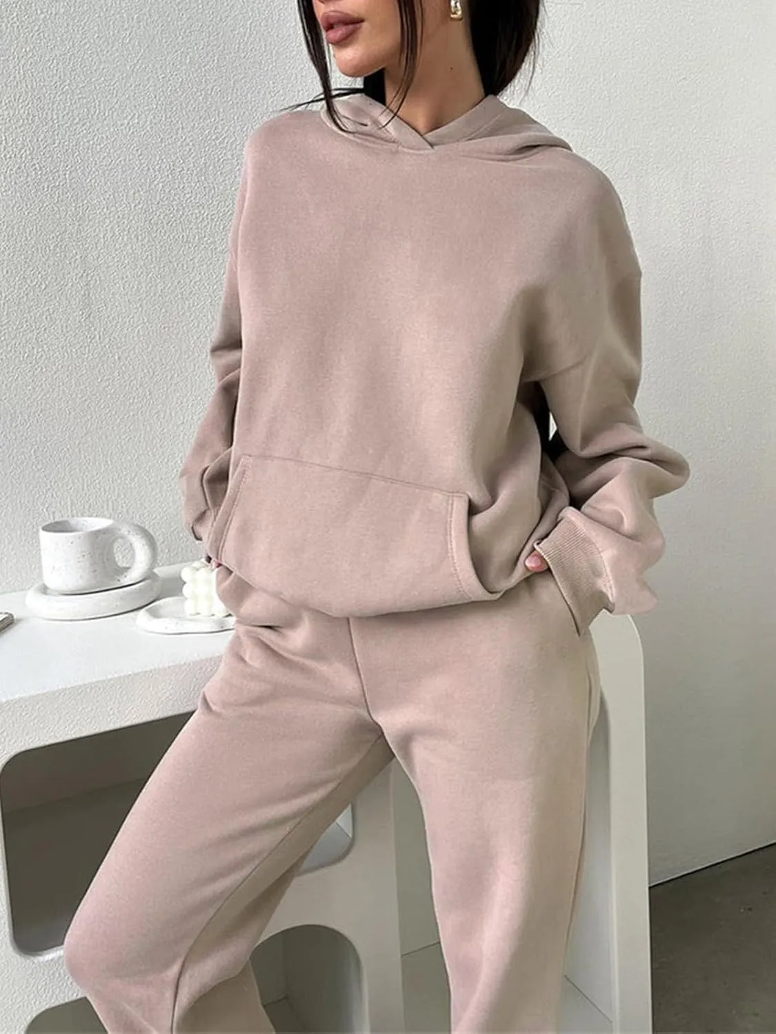 KANSOON Sweatsuits for Women Set 2 Piece Outfits Long Sleeve Hoodie Oversized Sweatshirt Jogger Pants Casual Tracksuit Sets