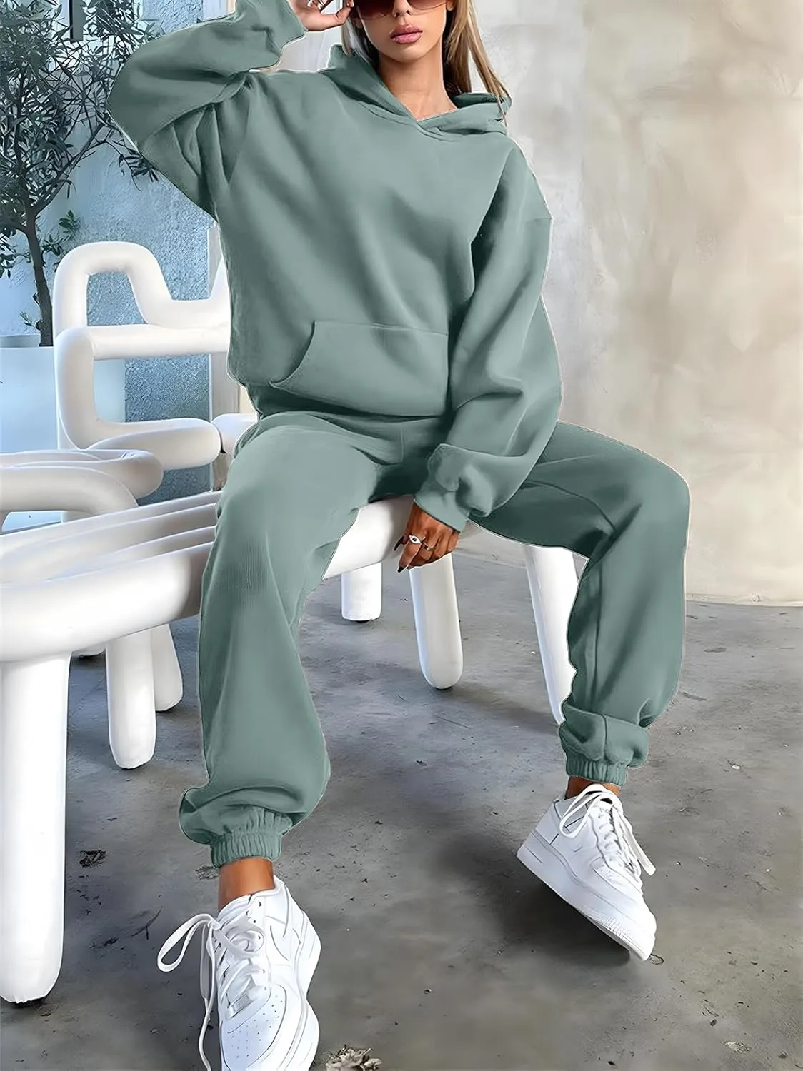 KANSOON Sweatsuits for Women Set 2 Piece Outfits Long Sleeve Hoodie Oversized Sweatshirt Jogger Pants Casual Tracksuit Sets