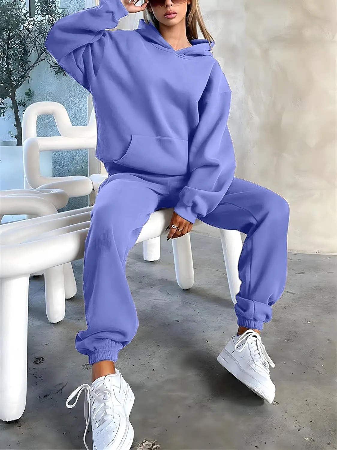 KANSOON Sweatsuits for Women Set 2 Piece Outfits Long Sleeve Hoodie Oversized Sweatshirt Jogger Pants Casual Tracksuit Sets