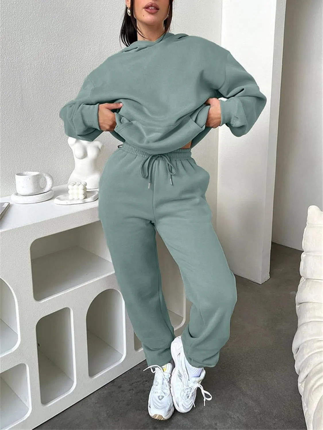 KANSOON Sweatsuits for Women Set 2 Piece Outfits Long Sleeve Hoodie Oversized Sweatshirt Jogger Pants Casual Tracksuit Sets