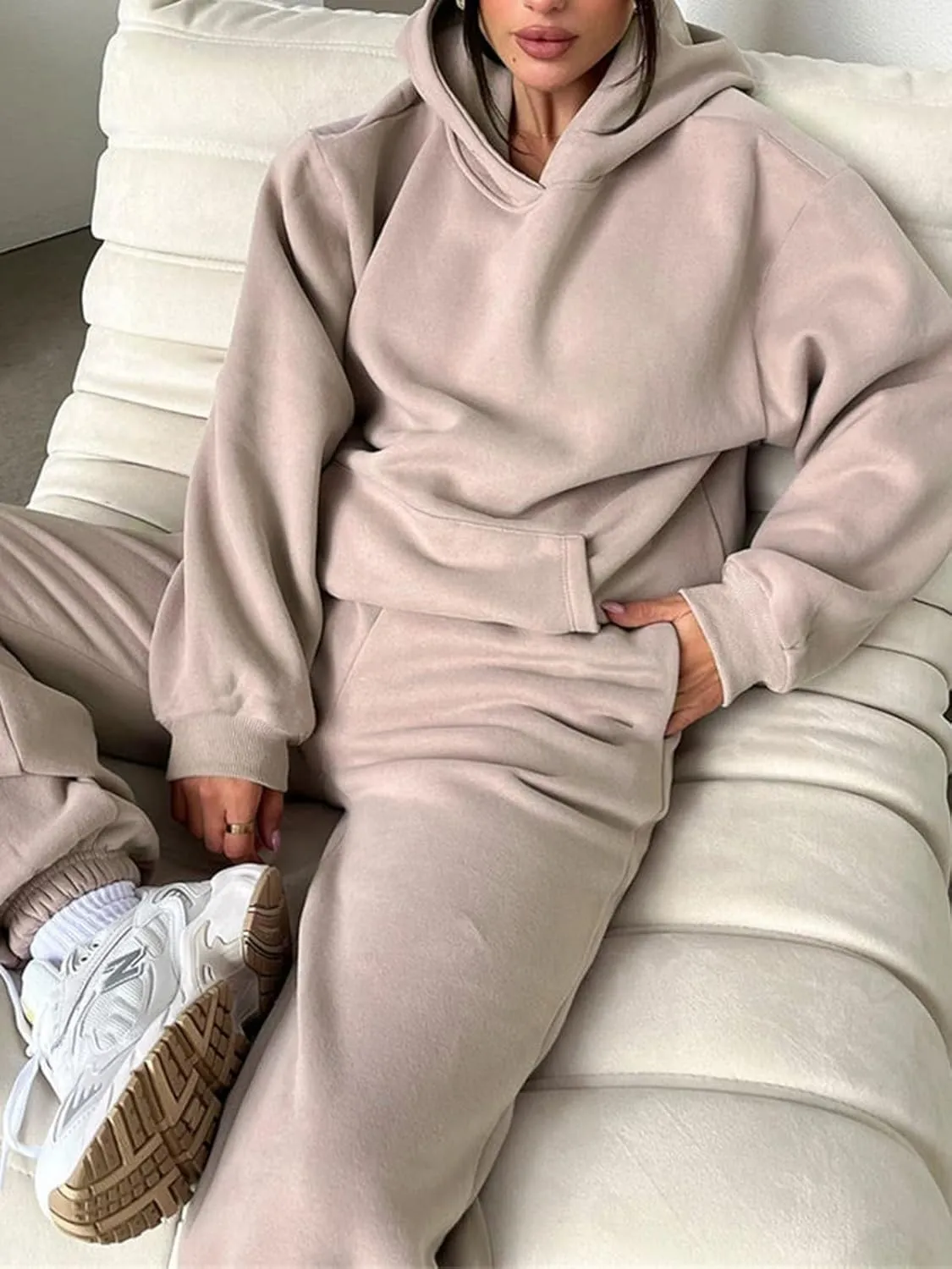 KANSOON Sweatsuits for Women Set 2 Piece Outfits Long Sleeve Hoodie Oversized Sweatshirt Jogger Pants Casual Tracksuit Sets
