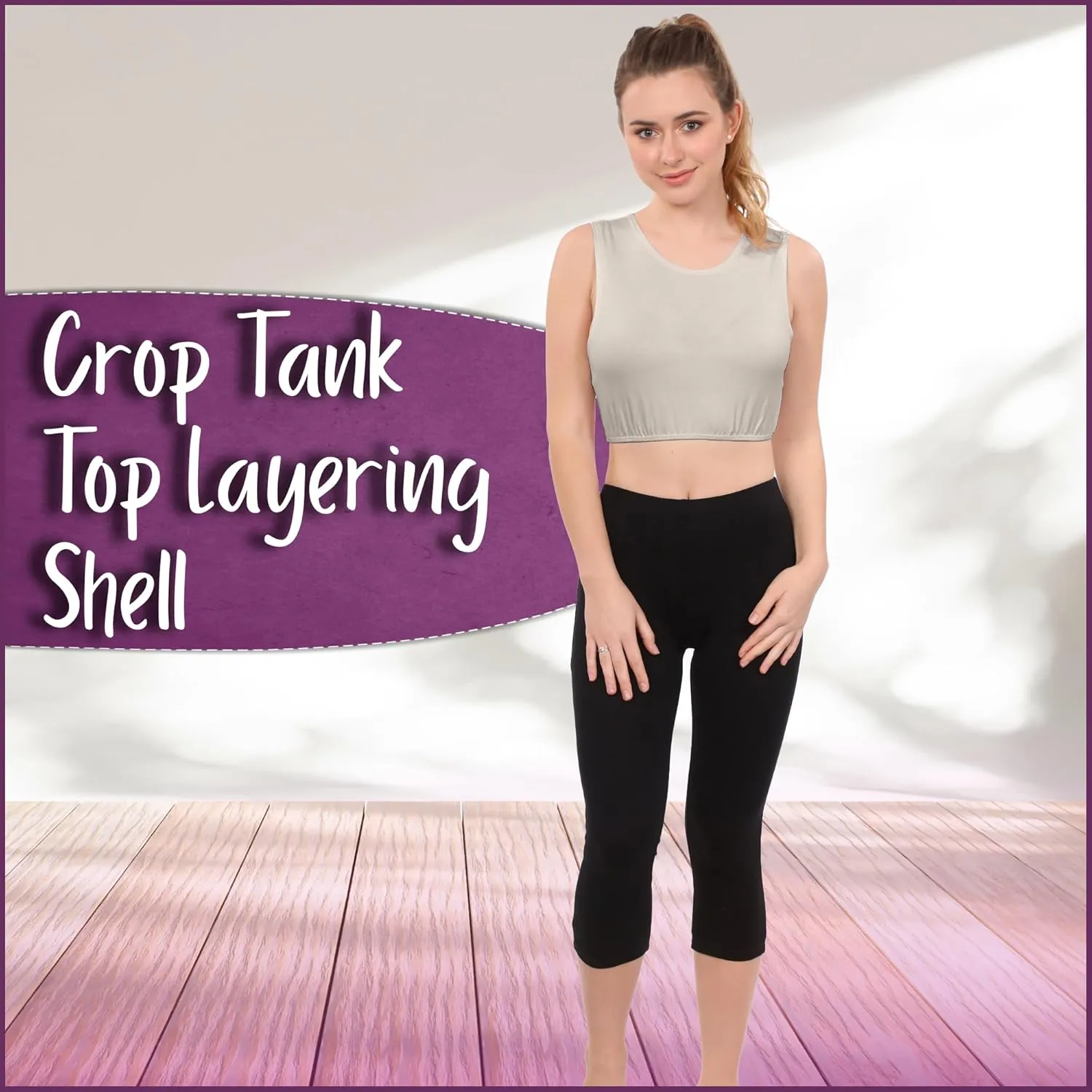 Kosher Casual Modest High Neck Crop Tank, Womens Sleeveless Full Shoulder Top