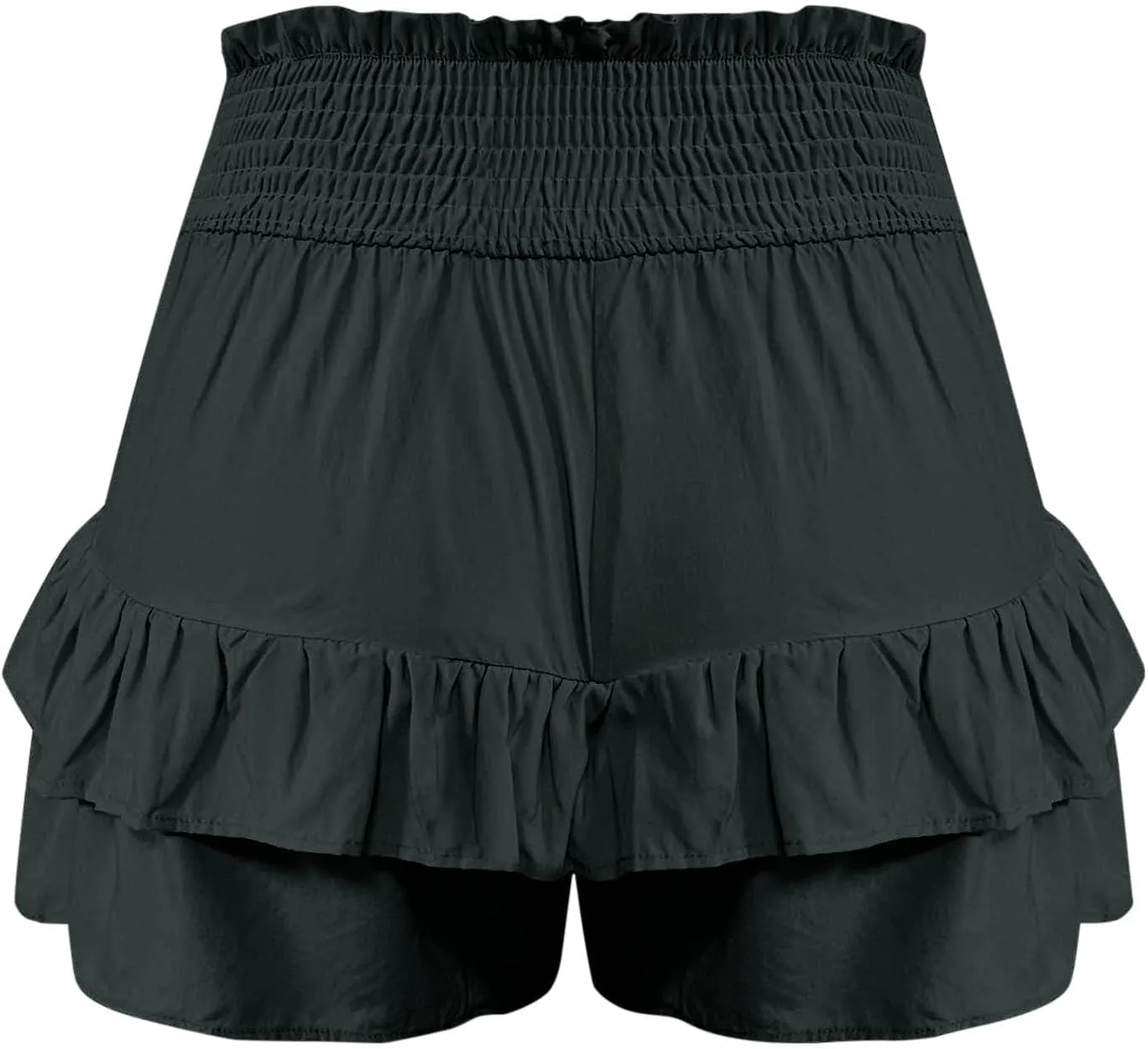 Kubbon Womens Flowy Shorts Smocked High Waisted Wide Leg Shorts Casual Loose Tiered Beach Skorts Summer Vacation Outfits
