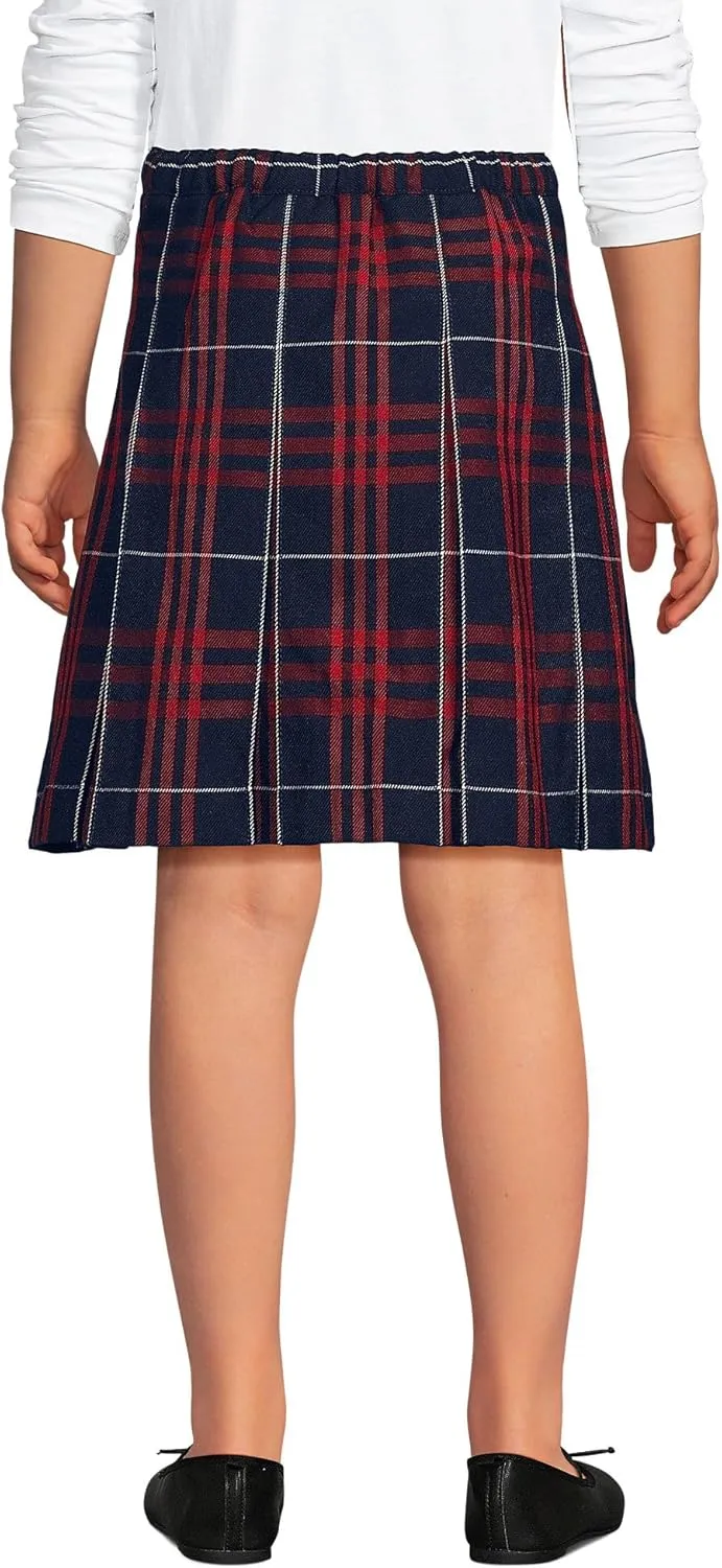 Lands' End School Uniform Girls Plaid Box Pleat Skirt Top of The Knee