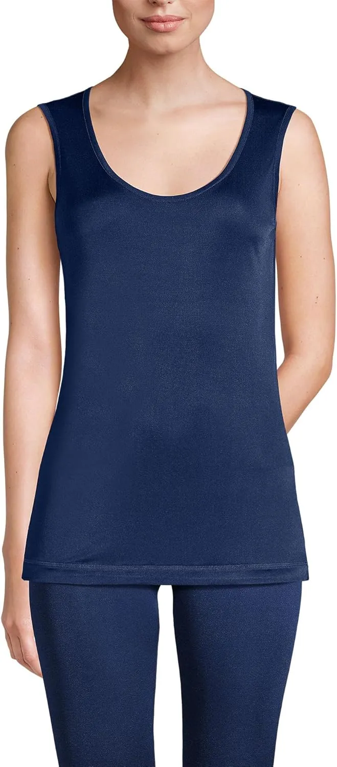 Lands' End Women's Petite Silk Interlock Thermal Long Underwear Base Layer Tank Top