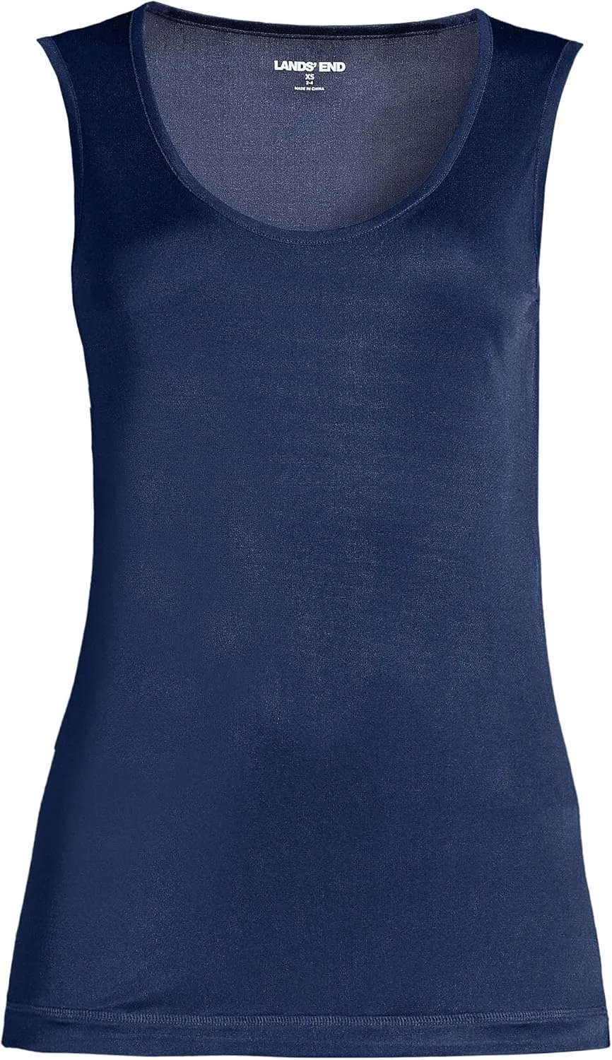 Lands' End Women's Petite Silk Interlock Thermal Long Underwear Base Layer Tank Top
