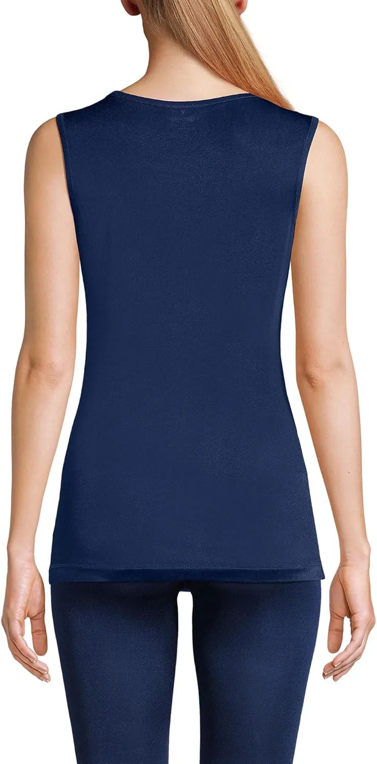 Lands' End Women's Petite Silk Interlock Thermal Long Underwear Base Layer Tank Top