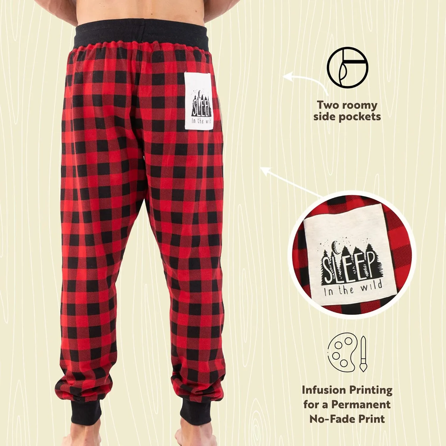 Lazy One Men's Jogger Sweatpants, Cozy, Warm, Pockets