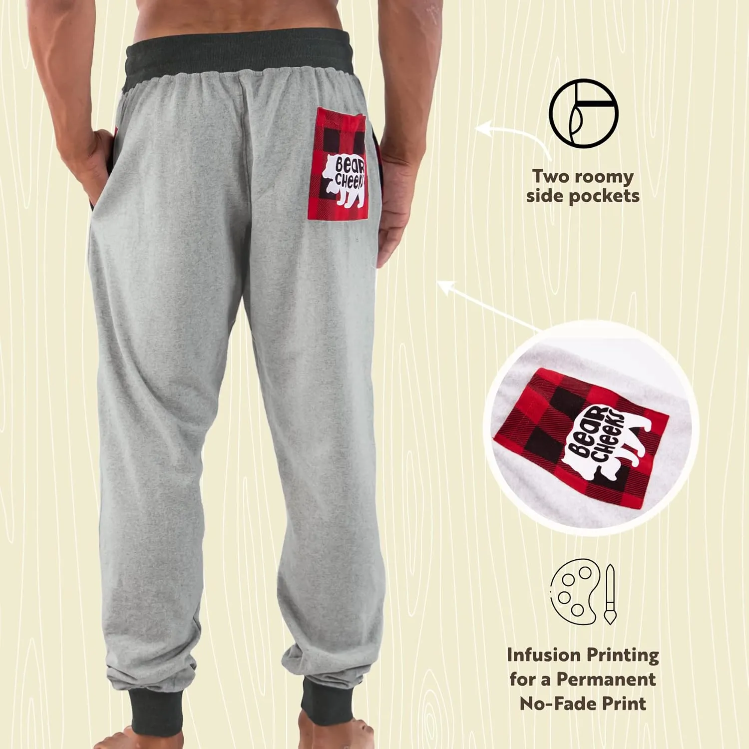 Lazy One Men's Jogger Sweatpants, Cozy, Warm, Pockets