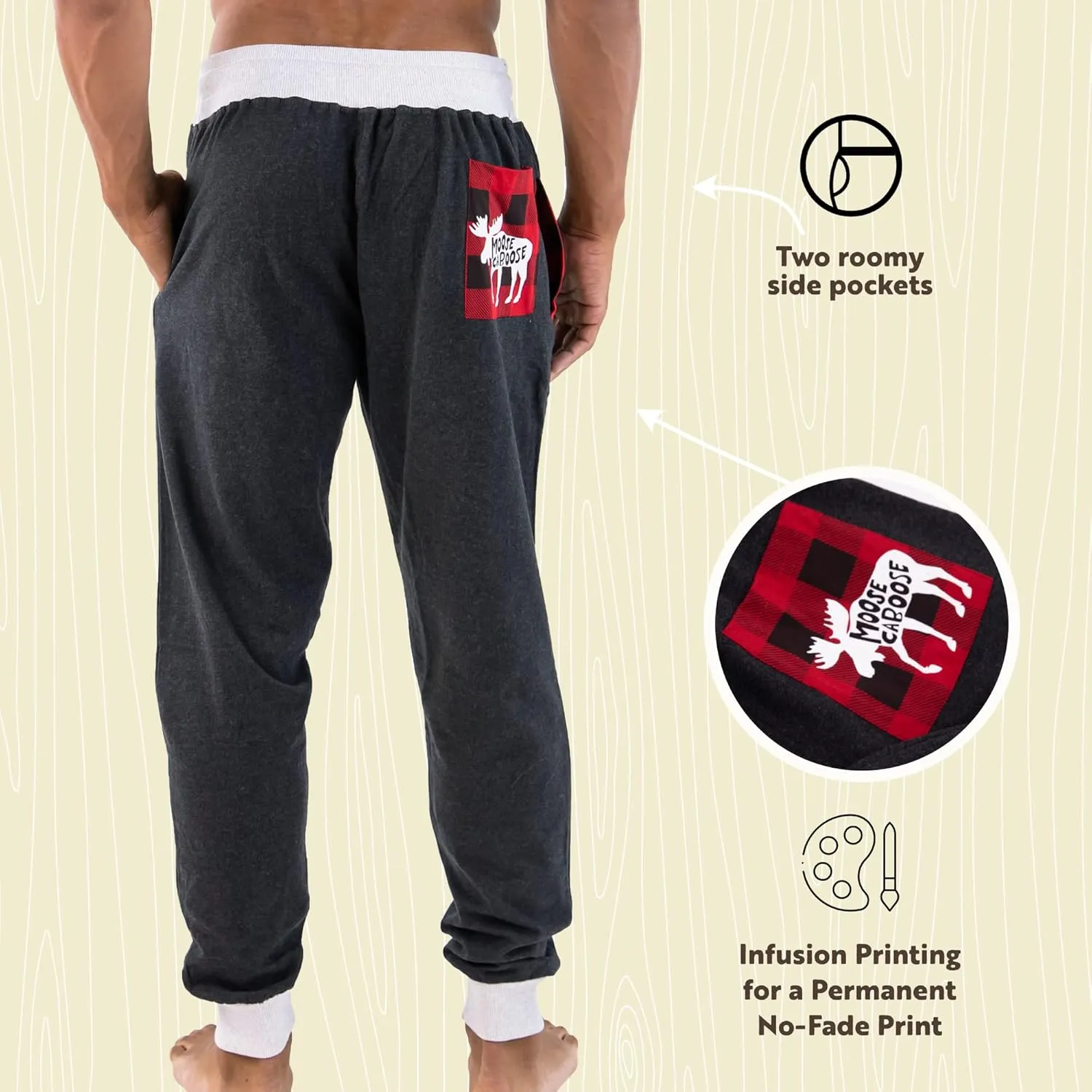 Lazy One Men's Jogger Sweatpants, Cozy, Warm, Pockets