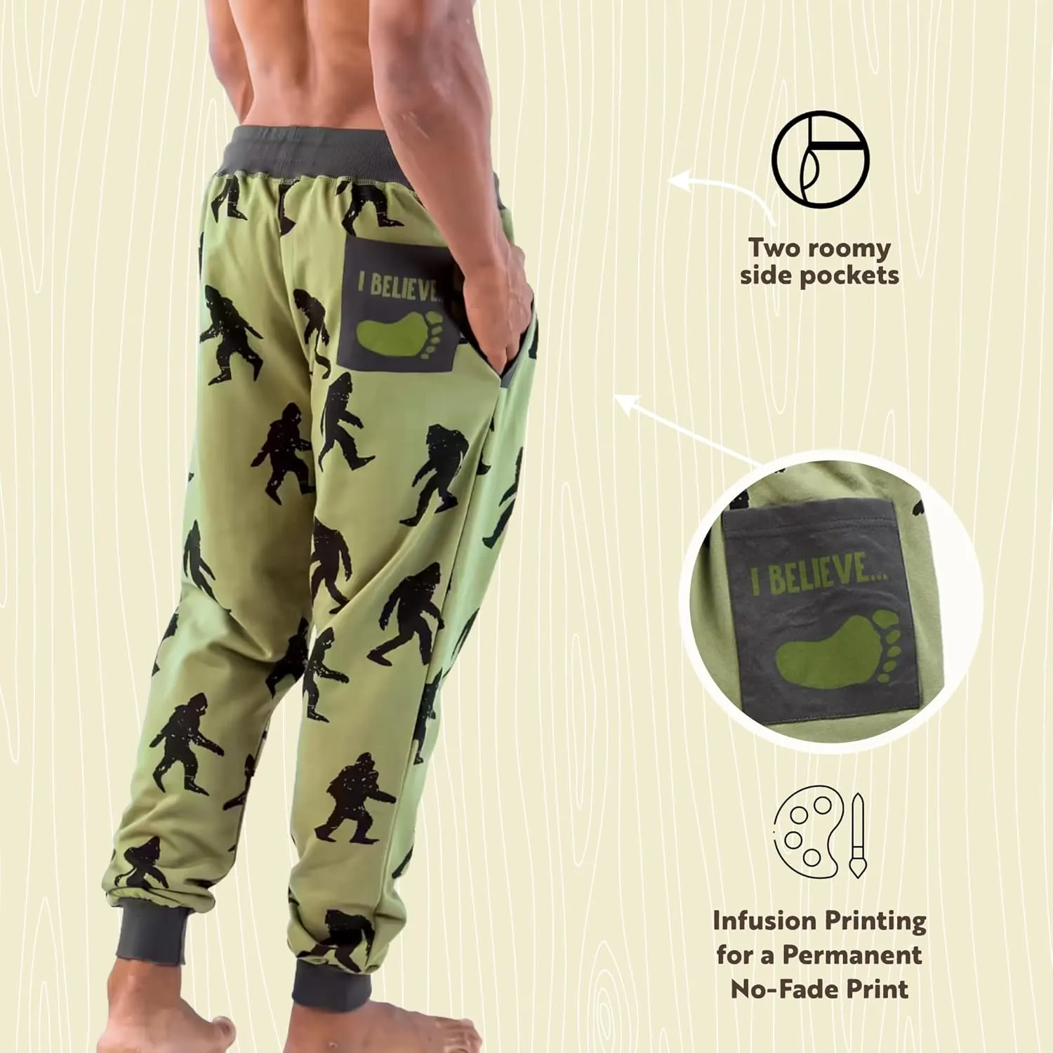 Lazy One Men's Jogger Sweatpants, Cozy, Warm, Pockets