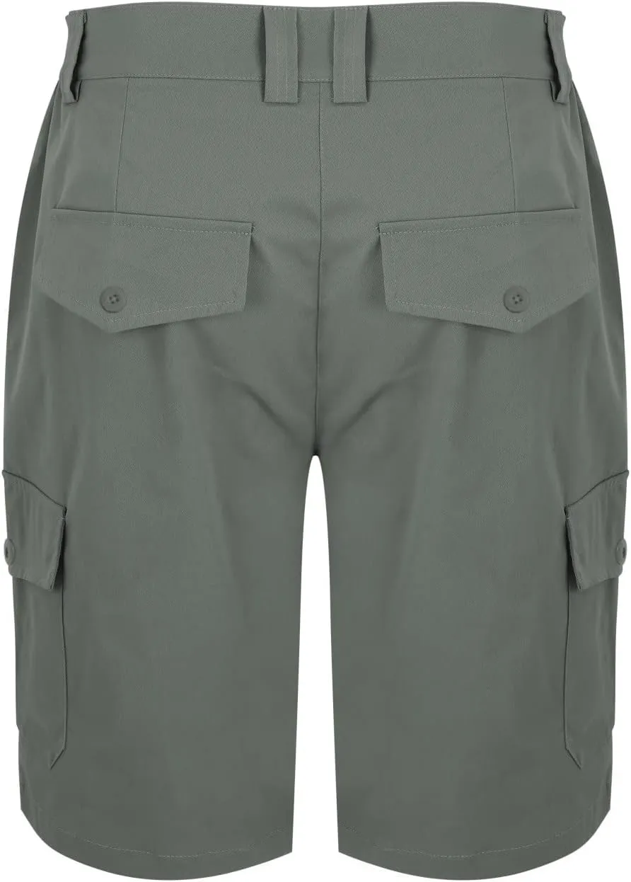LCMTWX Mens Casual Shorts with Multiple Pockets for Comfort and Lightweight Twill Cotton Elastic Waist Casual Shorts for
