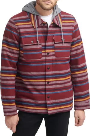 Levi's Mens Plaid Sherpa Lined Hooded Shirt Jacket (Regular & Big & Tall Sizes)
