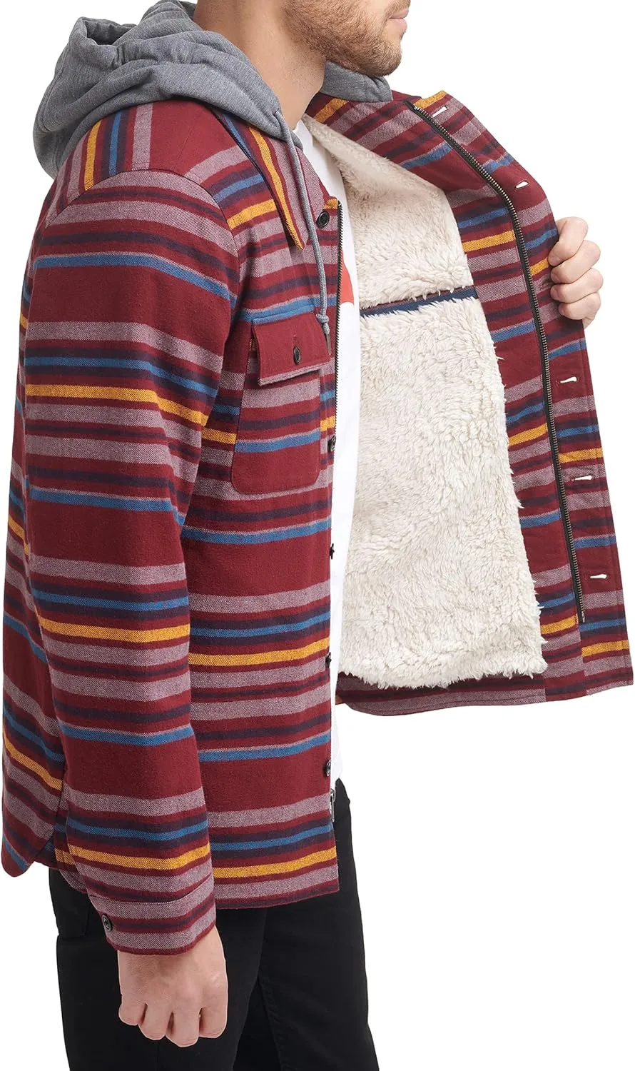 Levi's Mens Plaid Sherpa Lined Hooded Shirt Jacket (Regular & Big & Tall Sizes)