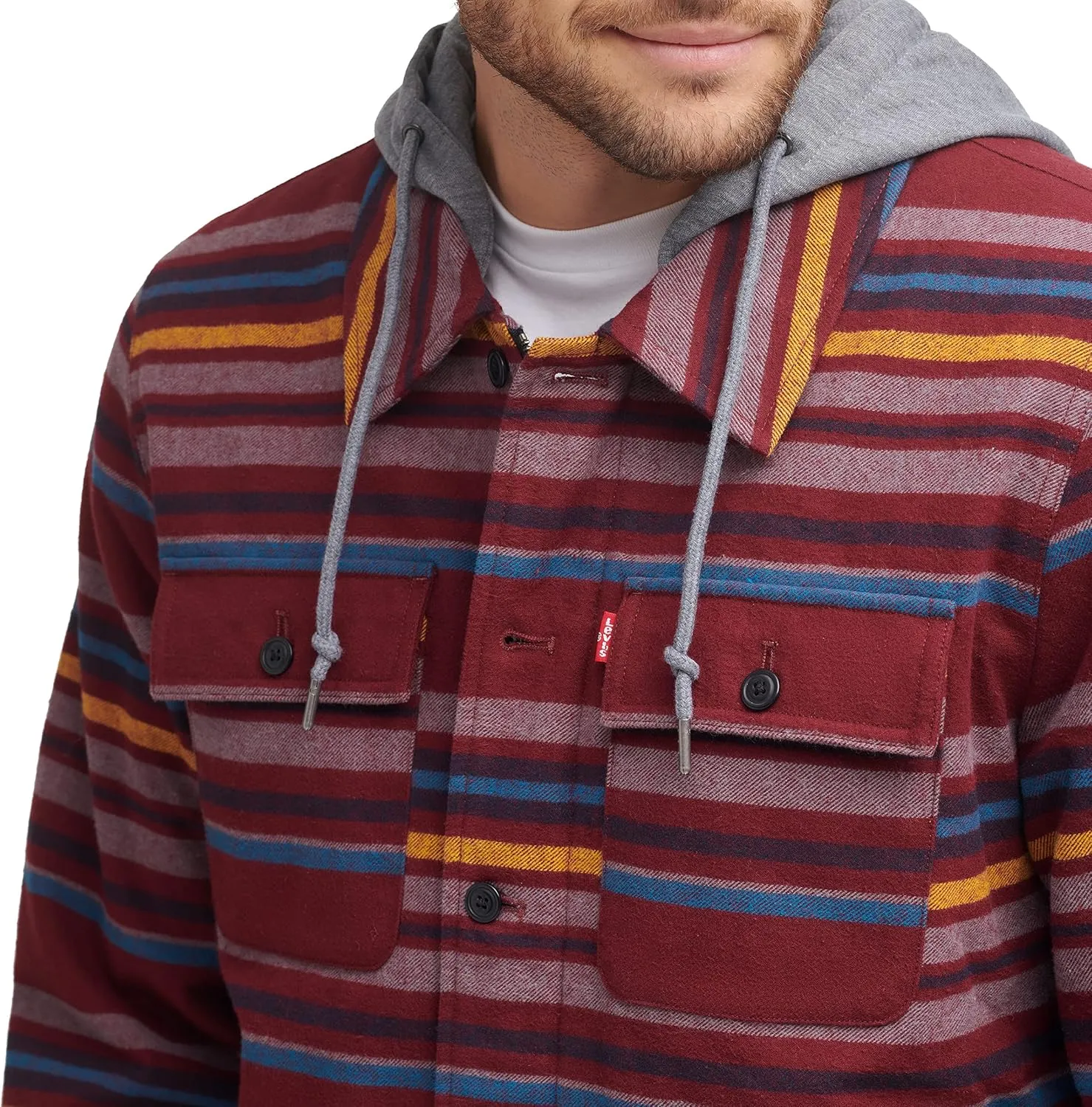 Levi's Mens Plaid Sherpa Lined Hooded Shirt Jacket (Regular & Big & Tall Sizes)