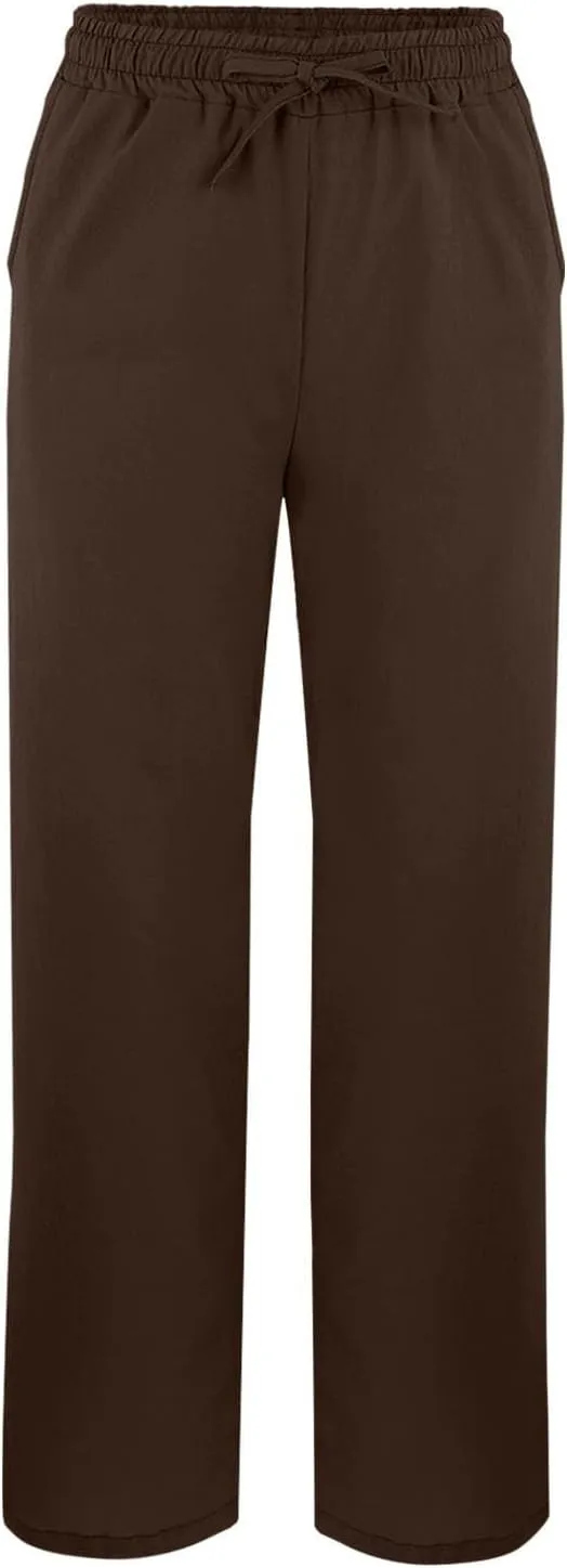 Linen Capris Pants for Women 2025 Summer High Waist Elastic Straight Leg Trousers Casual Beach Loose Fit Lounge Wear