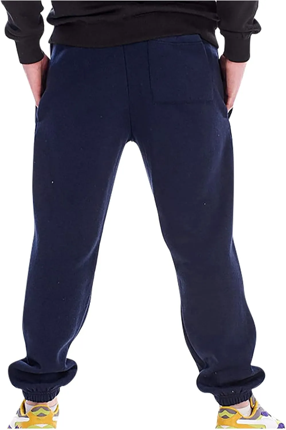 Linen Pants for Men Causal Loose Drawstring Elastic Waist Plush Thickened Solid Sweatpants Athletic-Fit Trousers