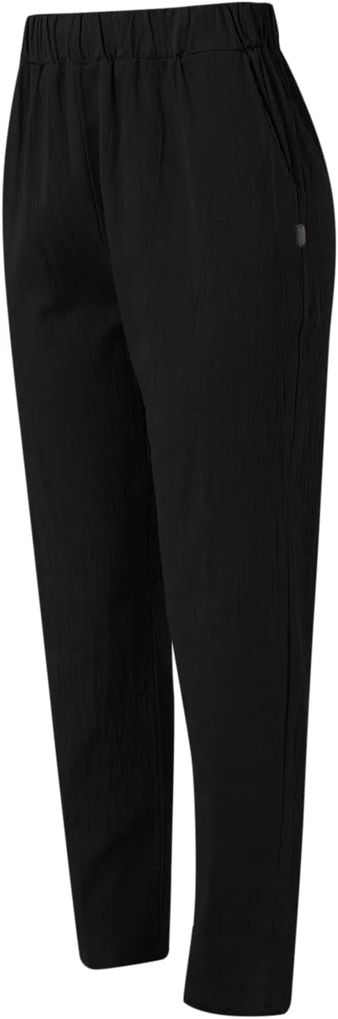 Linen Pants Women High Waist Loose Summer Beach Pants Casual Lightweight Drawstring Lounge Trousers with Pockets
