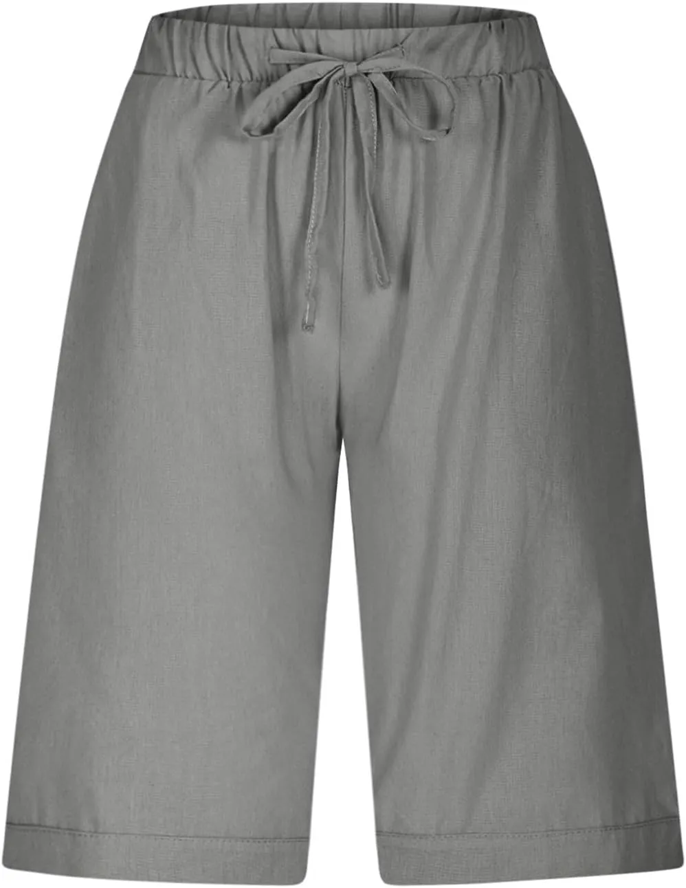 Linen Shorts for Women Trendy High Waisted Pants Side Hollow Lace Trim Drawstring Shorts with Pockets