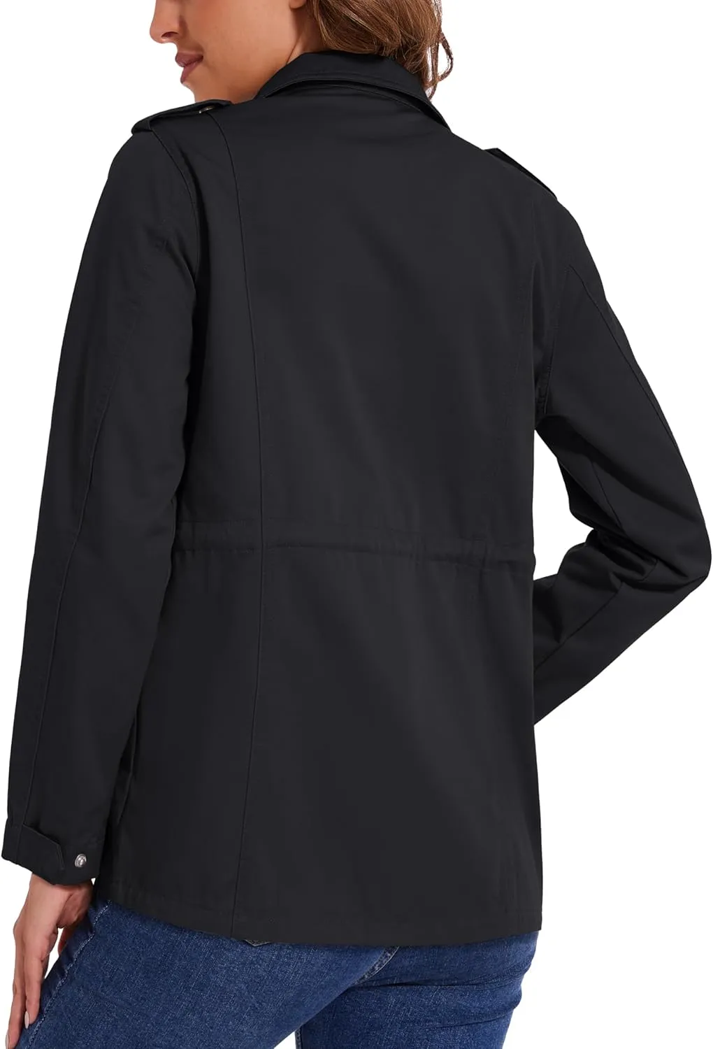MAGCOMSEN Women's Utility Jackets Lightweight Anorak Drawstring Waist Zip Up Field Military Casual Coat with 4 Pockets