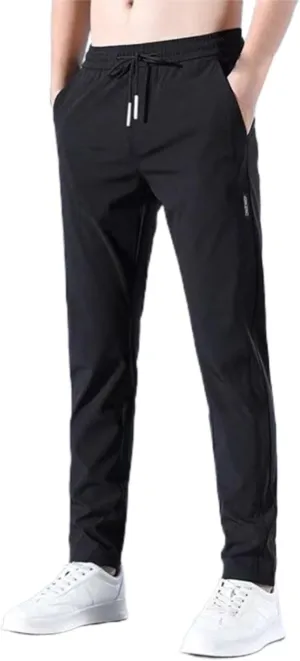 Men's 2023 Trendy Linen Pants Cargo Straight Pants Lightweight Fast Dry Loose Fit Jogger Summer Ice Silk Trouser
