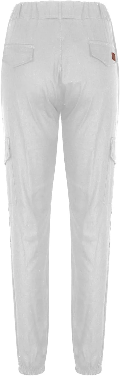 Mens Cargo Pants Slim Fit Drawstring Stretch Joggers Tapered Causal Fashion Solid Athletic Sweatpants Fall Trousers