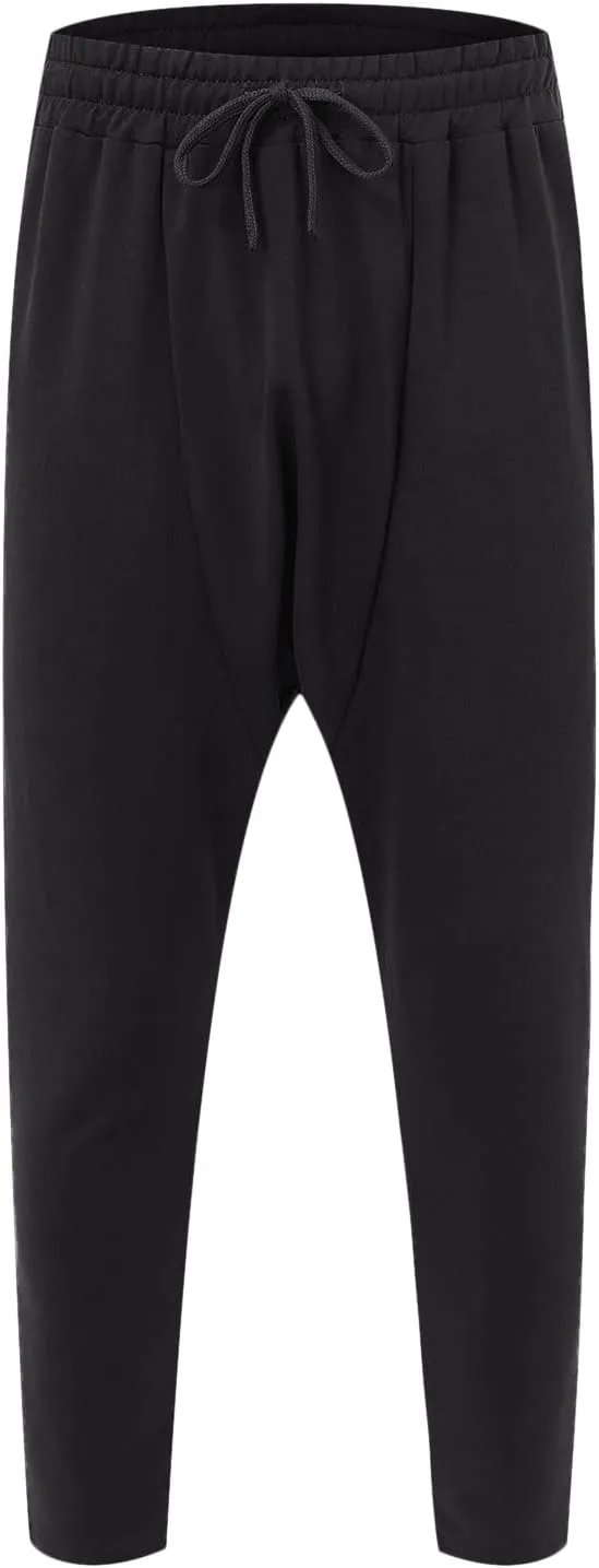 Mens Casual Cotton Harem Pants Streetwear Boho Hippie Drop Crotch Trousers for Men Lightweight Drawstring Yoga Pants
