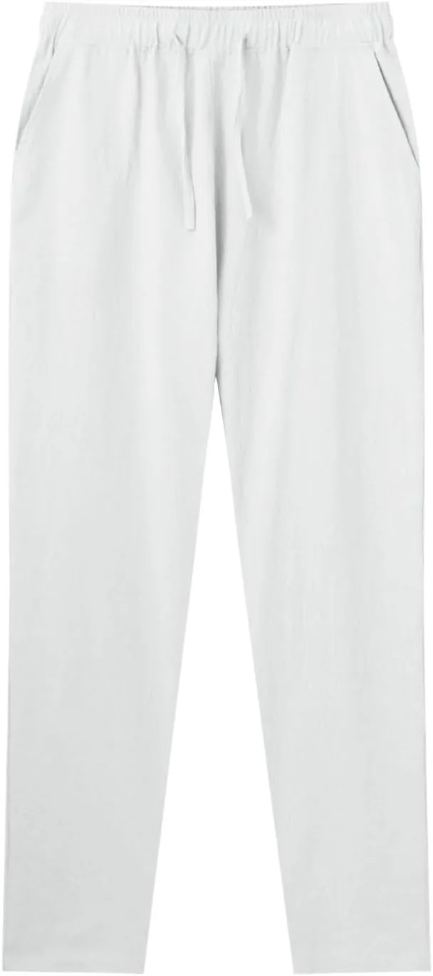 Men's Casual Linen Pants Loose Fit Elastic Drawstring Waist Straight Legs Summer Yoga Beach Long Pants 2024