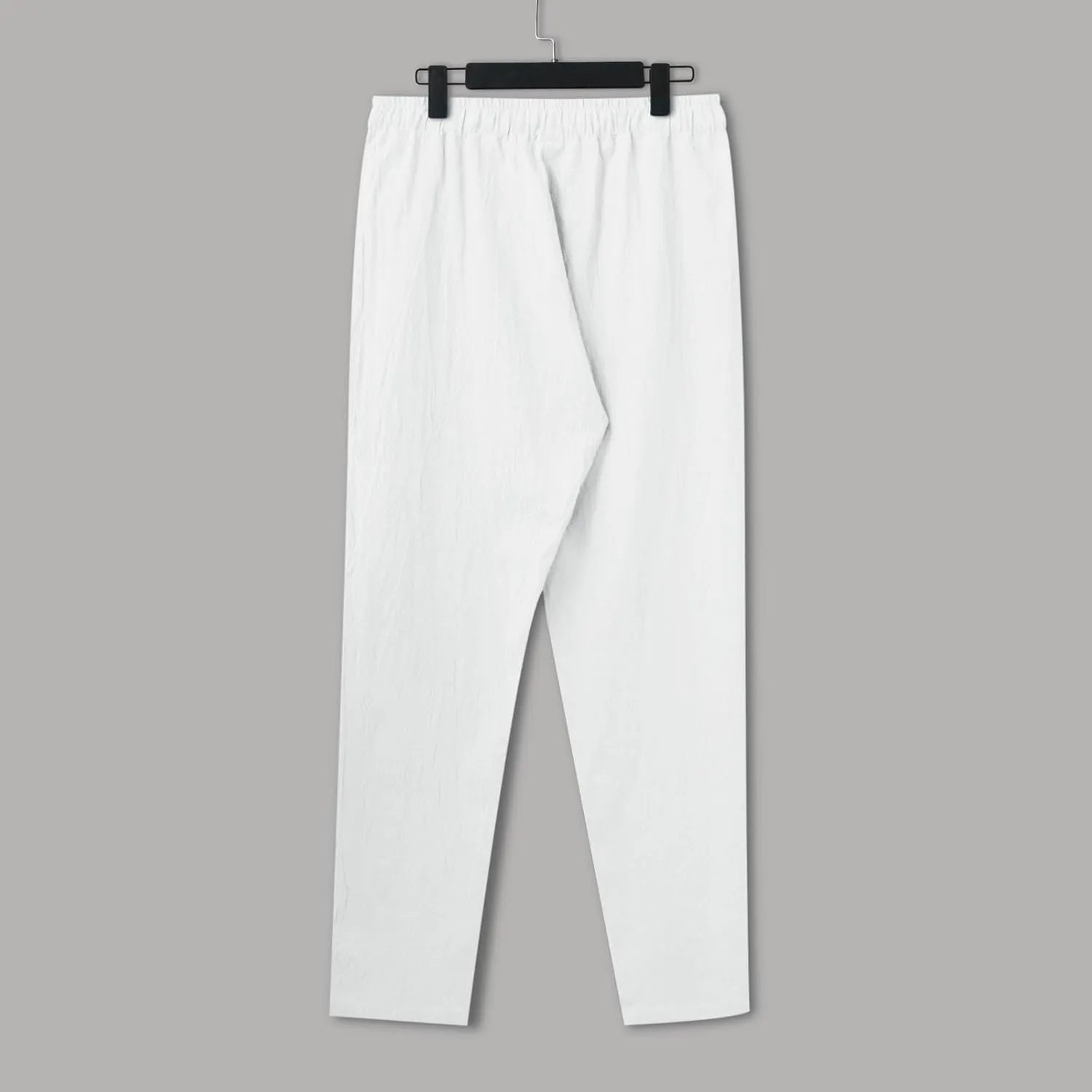 Men's Casual Linen Pants Loose Fit Elastic Drawstring Waist Straight Legs Summer Yoga Beach Long Pants 2024