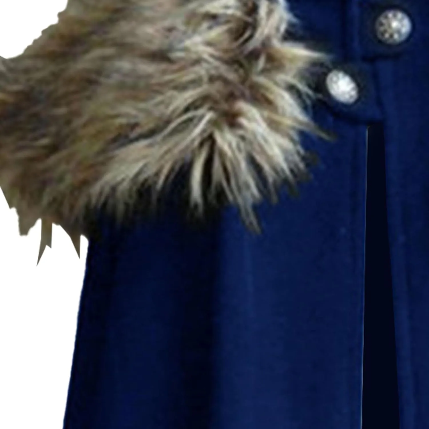Mens Classic Fur Shoulder Cape Wool Faux Fur Collar Long Coat Fur Cloak Medieval King Cape Costume