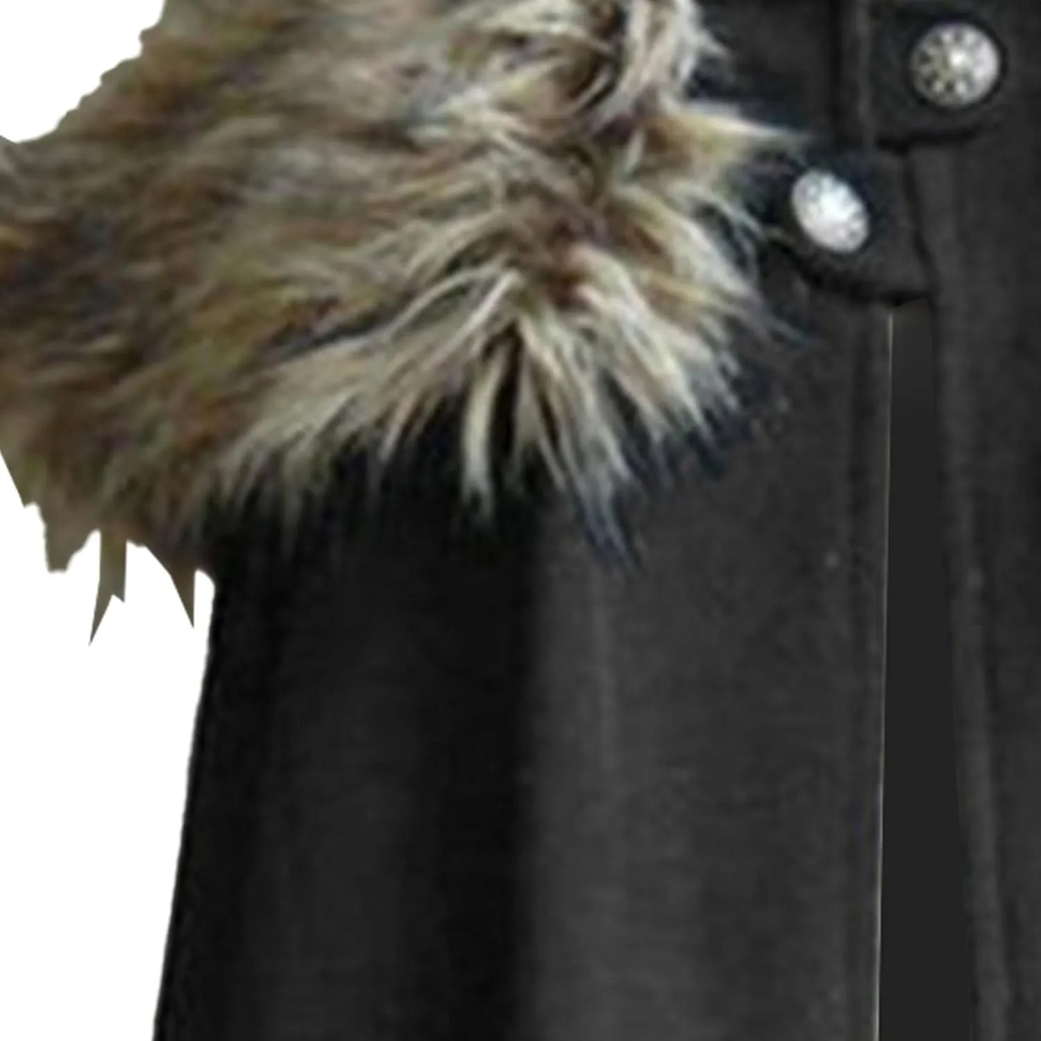 Mens Classic Fur Shoulder Cape Wool Faux Fur Collar Long Coat Fur Cloak Medieval King Cape Costume