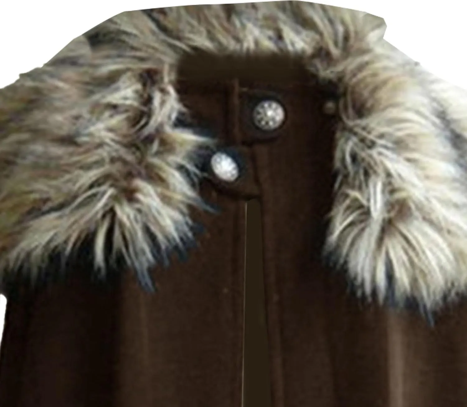 Mens Classic Fur Shoulder Cape Wool Faux Fur Collar Long Coat Fur Cloak Medieval King Cape Costume