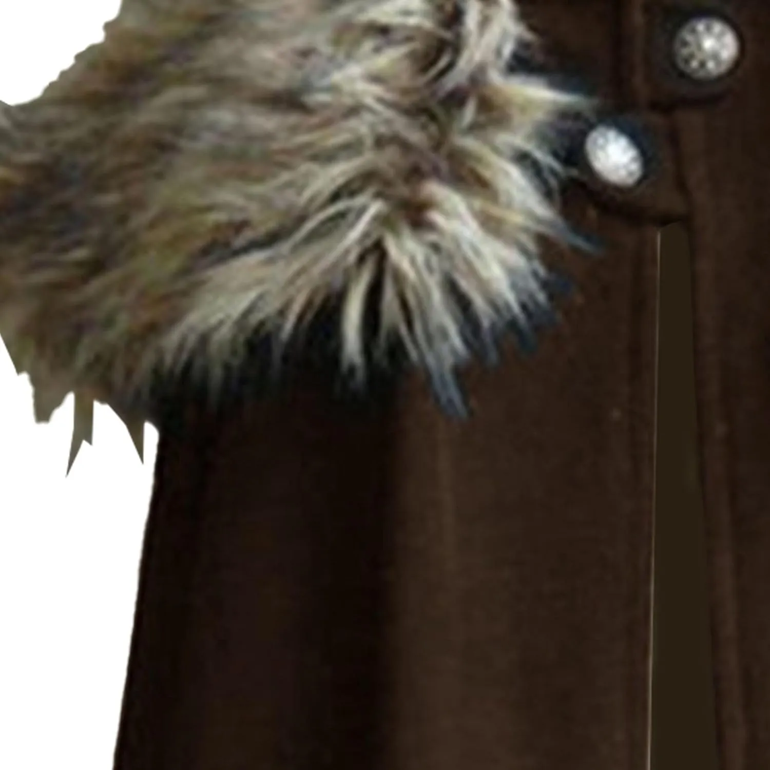 Mens Classic Fur Shoulder Cape Wool Faux Fur Collar Long Coat Fur Cloak Medieval King Cape Costume