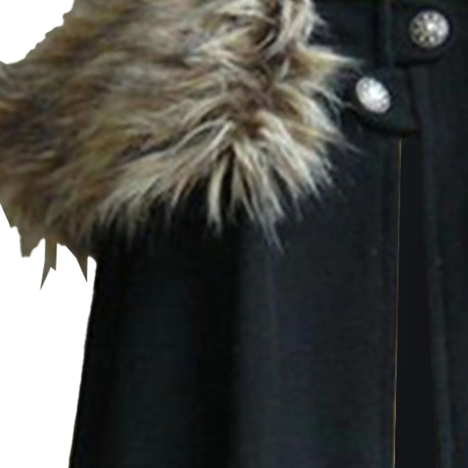 Mens Classic Fur Shoulder Cape Wool Faux Fur Collar Long Coat Fur Cloak Medieval King Cape Costume