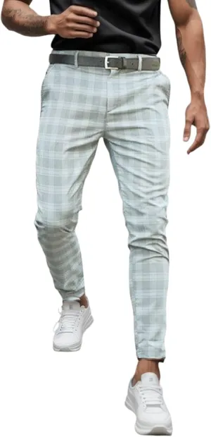 Mens Fashion Stretch Dress Pants Slim Fit Skinny Chino Pants Casual Business Pants Golf Pant Solid Trousers Joggers