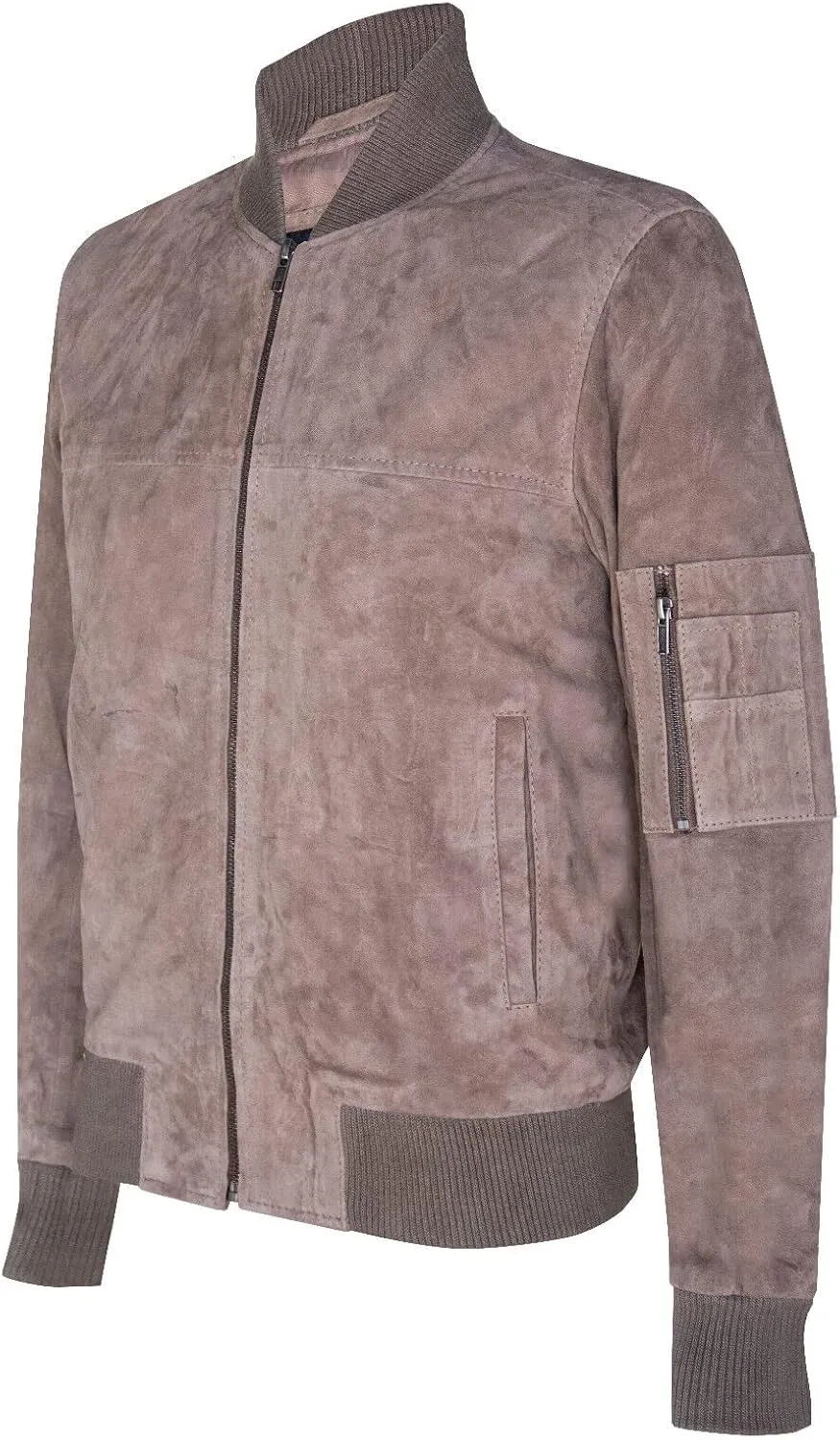 Mens Goat Suede Bomber Jacket Real Genuine Leather MA-1 Varsity Retro