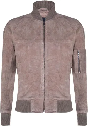 Mens Goat Suede Bomber Jacket Real Genuine Leather MA-1 Varsity Retro