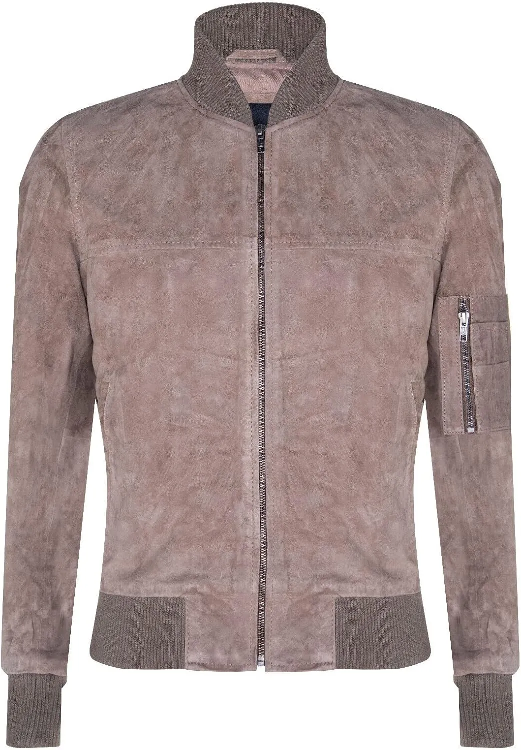 Mens Goat Suede Bomber Jacket Real Genuine Leather MA-1 Varsity Retro