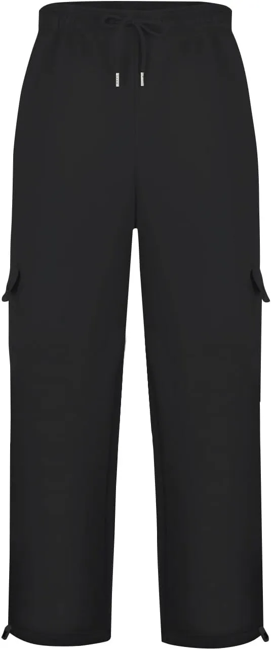 Men's Jogging Cargo Pants Wide Elastic Waist Pants with Multi-Pocket Fit Drawstring Casual Trousers
